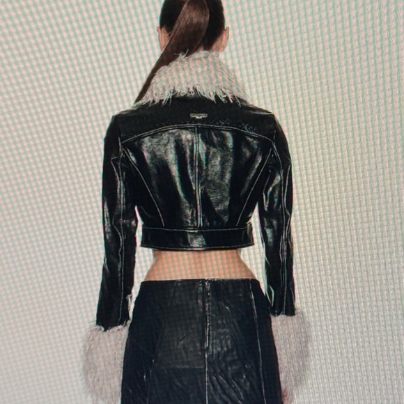 Marine Serre Embossed Leather Cropped Jacket - Picture 5 of 14